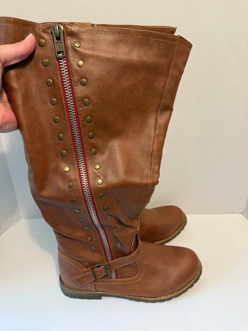 Journee Collection Spokane studded knee high riding boots wide calf ladies 11*